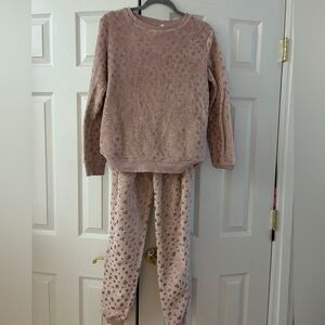 Secret Treasures Women’s Small 4-6 Pajama Set Pink Gold Glitter Heart Plush Cozy